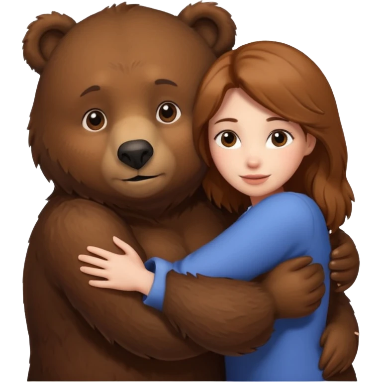 Woman loving a big  bear emoji
