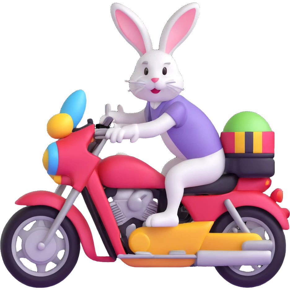 Easter bunny riding a motorcycle emoji