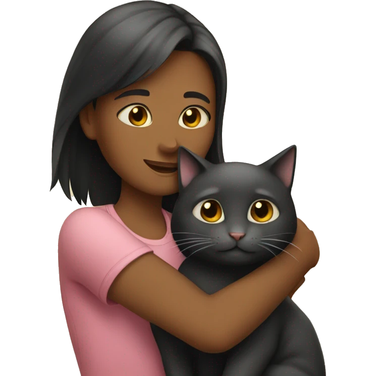 Girl hug a cat emoji