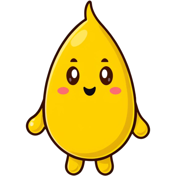 cartoon poop character facing off against a cartoon yellow droplet character, playful emoji
