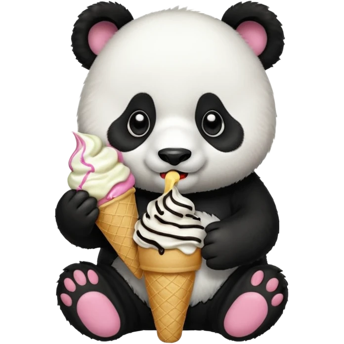 Panda eating ice cream emoji