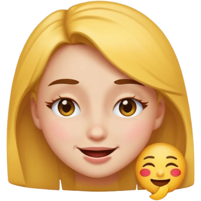 Girl winking with her left eye closed, happy face, emoji style emoji