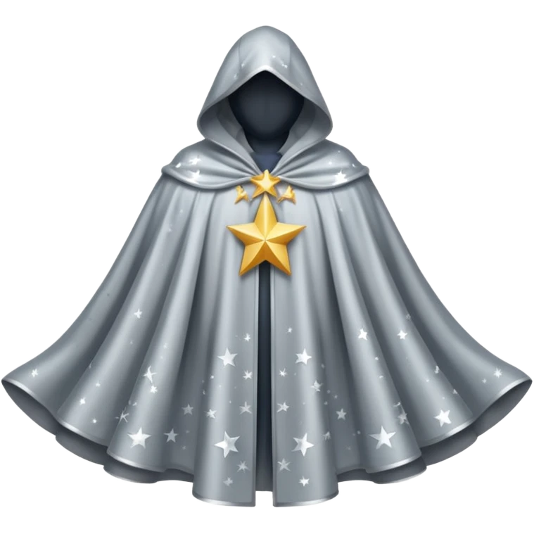 a fantasy  magic, silver color with star pattern cloak emoji