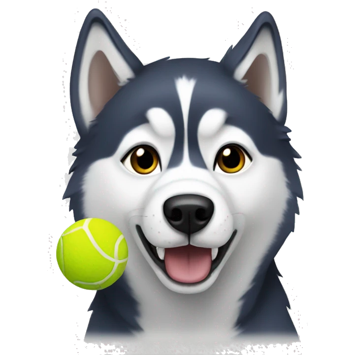 Husky holding a tennis ball emoji