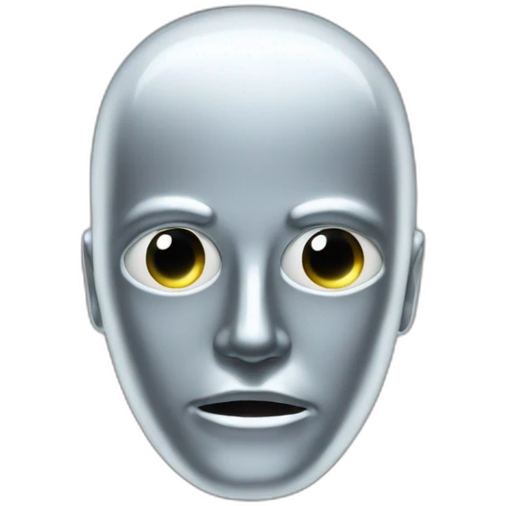A silver human head with laser beam eyes  emoji