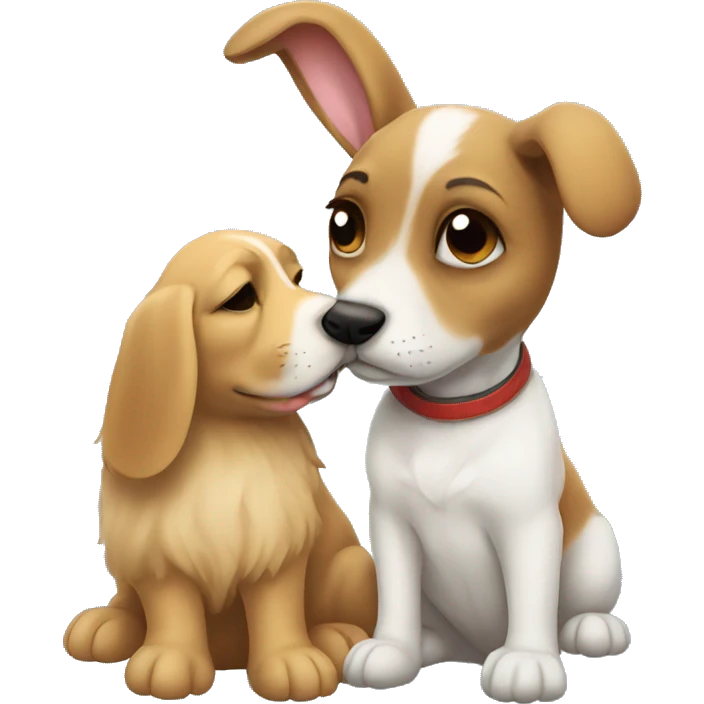 rabbit kissing a dog emoji