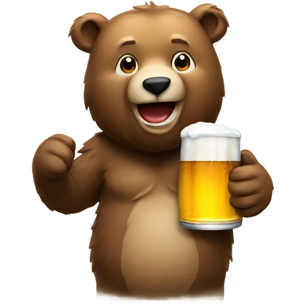 Cool looking bear holding a beer emoji