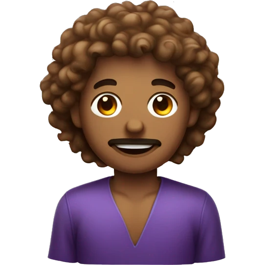 slightly Curly hair light brown skin man with meat and eggplant on a tray emoji