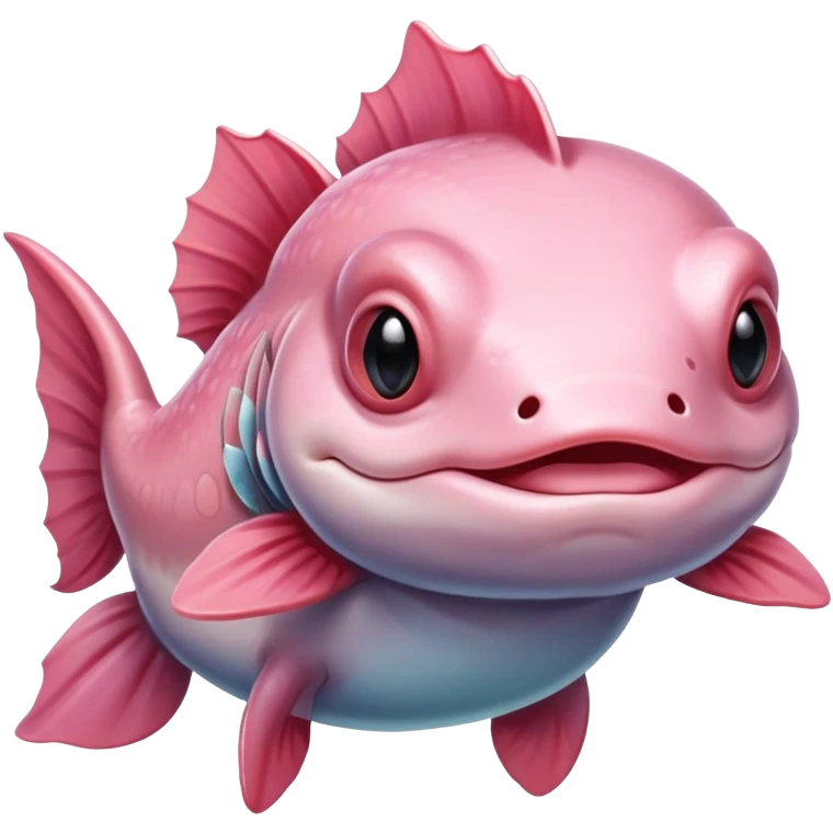 Buff axolotl holding a fish emoji