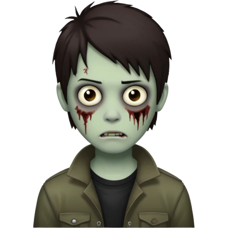 boy zombie with darkish brown kinda long hair emo, no glasses emoji