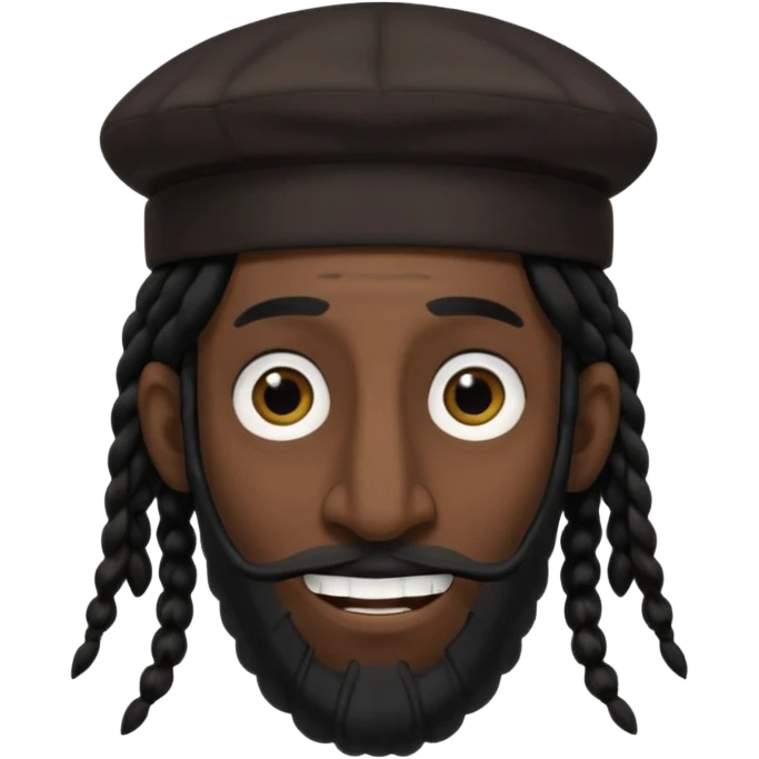 Jewish man emoji with long dread black hair on the sides and jewish judaism hat, long big nose and crooked teeth emoji