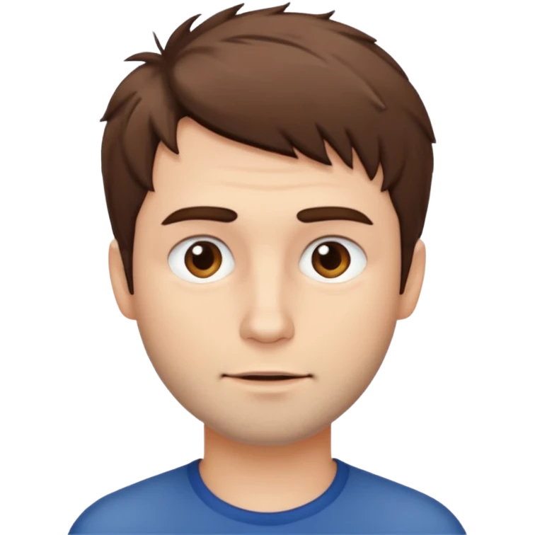Create an emoji of a man with white skin and short brown but slightly messy hair emoji