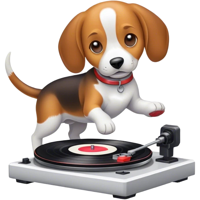 I would like an emoji with a beagle that spins vinyl on a turntable emoji