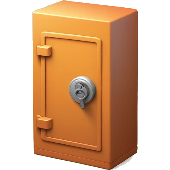 3d colosed isometric small safe in orange or yellow emoji