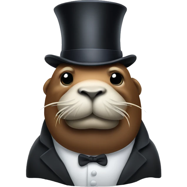 Walrus wearing top hat emoji