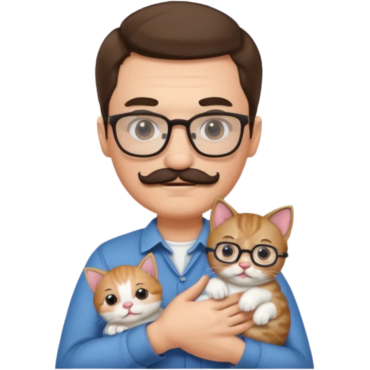 Glasses and mustach holding a kitten emoji