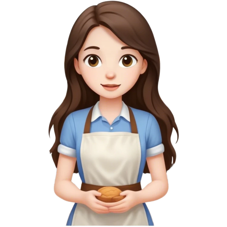 beautiful pale brunette girl with long hair baking emoji