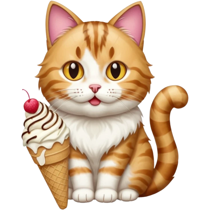 A cat eating a icecream emoji