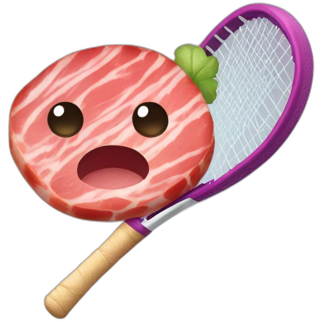 Kawaii jamon with tennis racket emoji