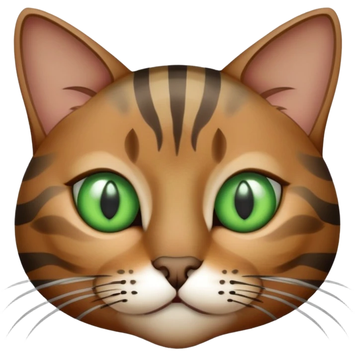 brown grey stripe cat with green eyes emoji
