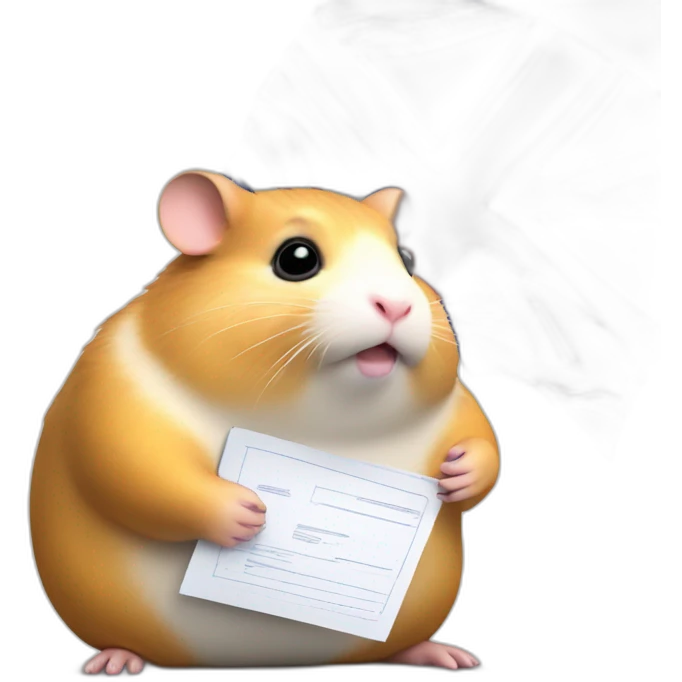 Fat hamster is waiting with documents and uk flag in hand emoji