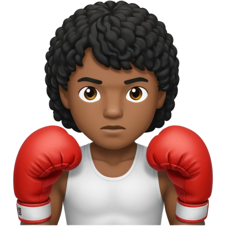 Boxer , with a curly black mullet haircut emoji