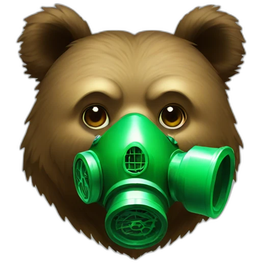 small Grizzly head with a green Gas mask emoji