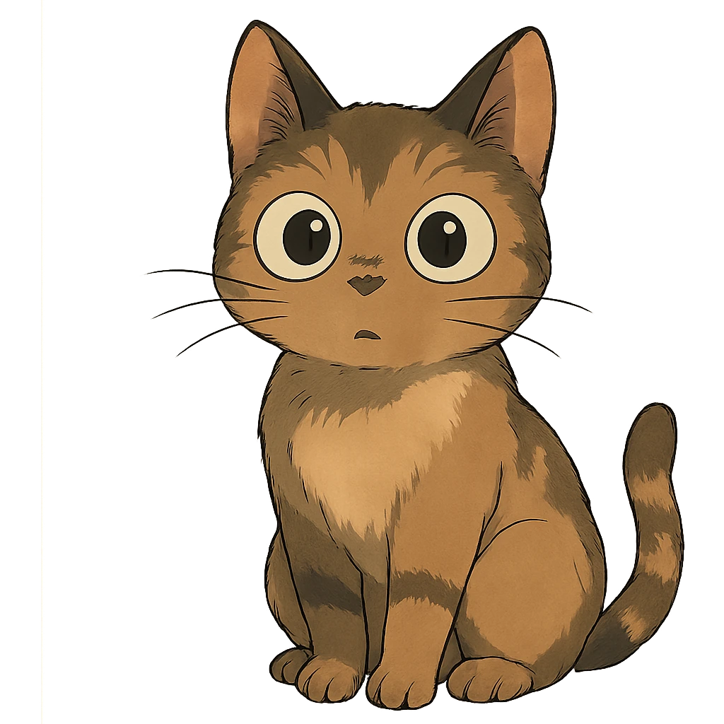 a curious cat with big expressive eyes, ghibli style emoji