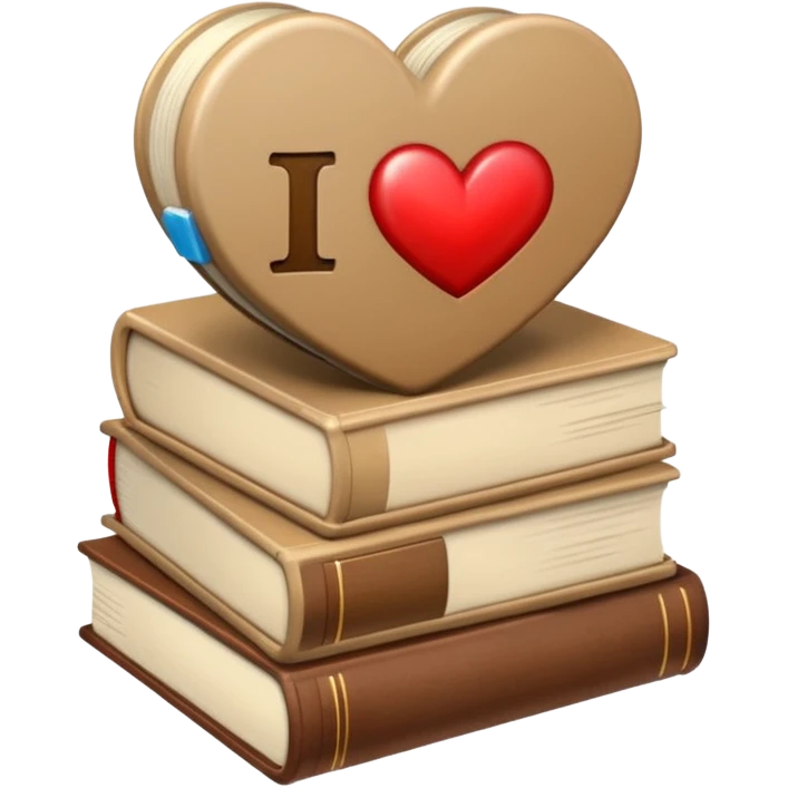 beige books and brown heart emoji