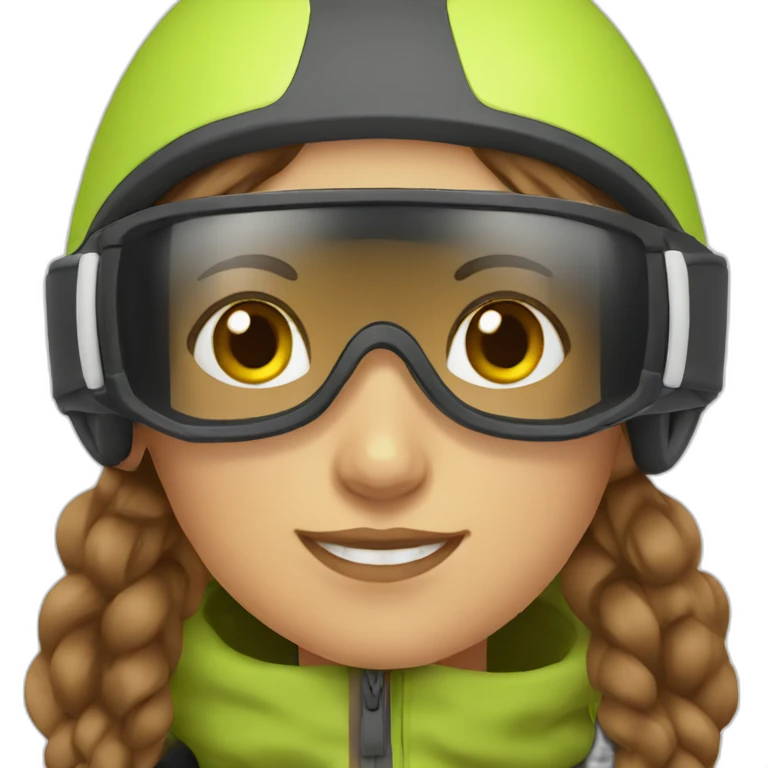 girl with brown hair skiing in the alps emoji