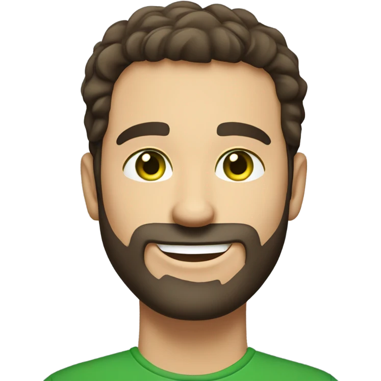 handsome optimist brunette man and beard green eyes emoji