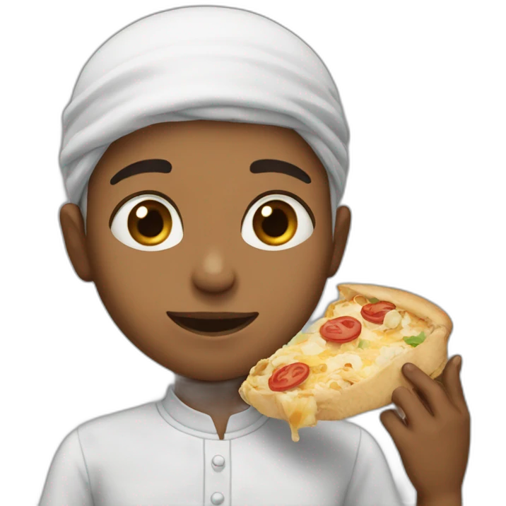 Fair skin muslim boy eating food emoji
