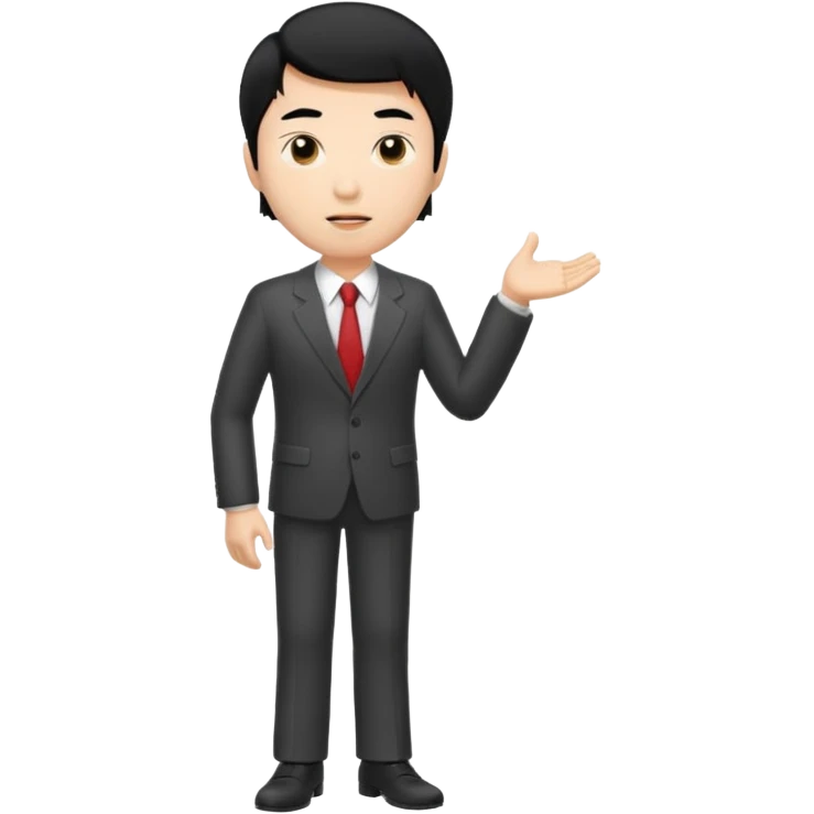 one tall, lean, business man talking, black hair, asian emoji