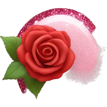 Glitter Light pink heart with a red rose  emoji