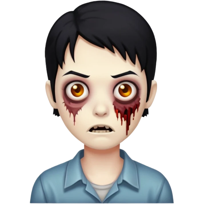 imagen de zombie pelo negro y piel normal emoji
