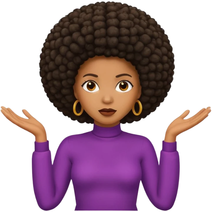 Black woman with an Afro shrugging emoji