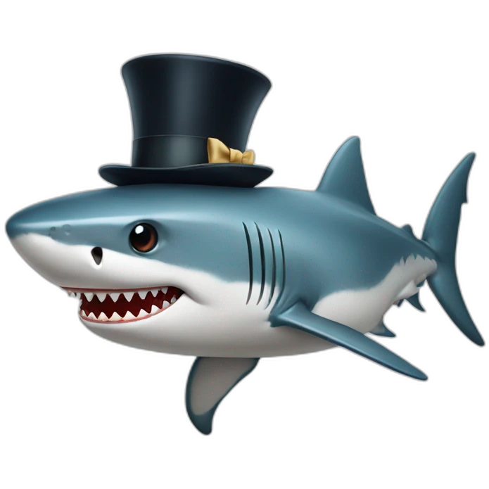 Shark with a top hat emoji