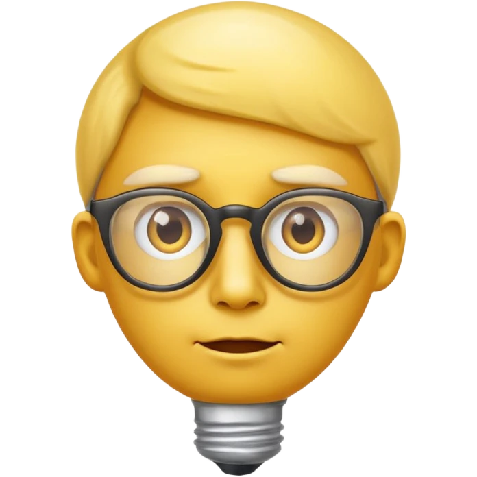 face with glasses and a lightbulb, representing insightful experience, classic apple emoji style emoji