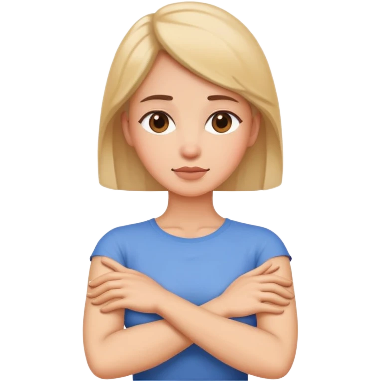 woman arms crossed holding neck emoji