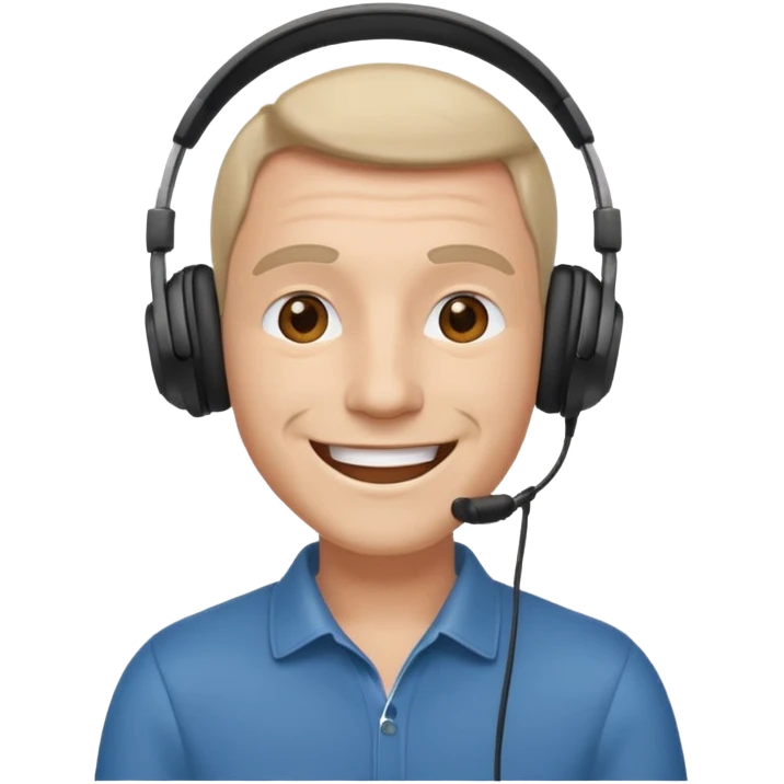 Happy man with headphones . make this pic emoji