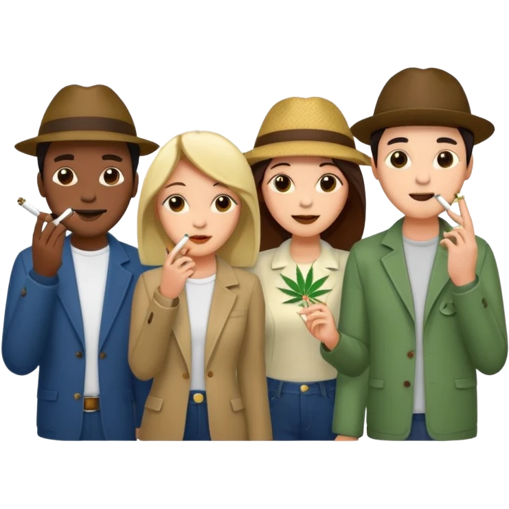 Two romantic couples smoking a joints emoji