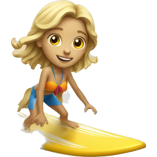 Surfer Ukrainian girl with a board on the wave emoji