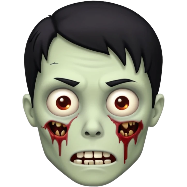 zombie with black hair, cartoonish expression emoji