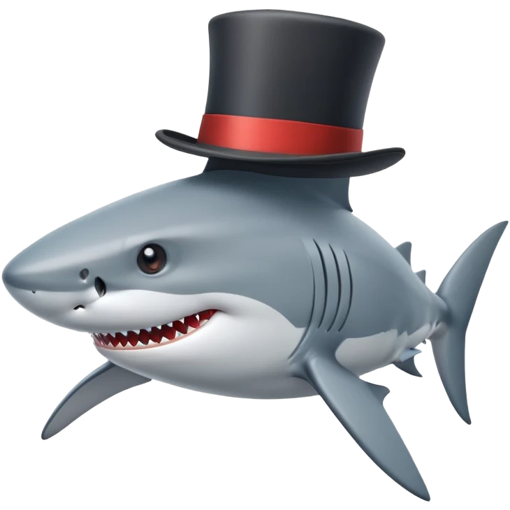 Shark with a top hat emoji