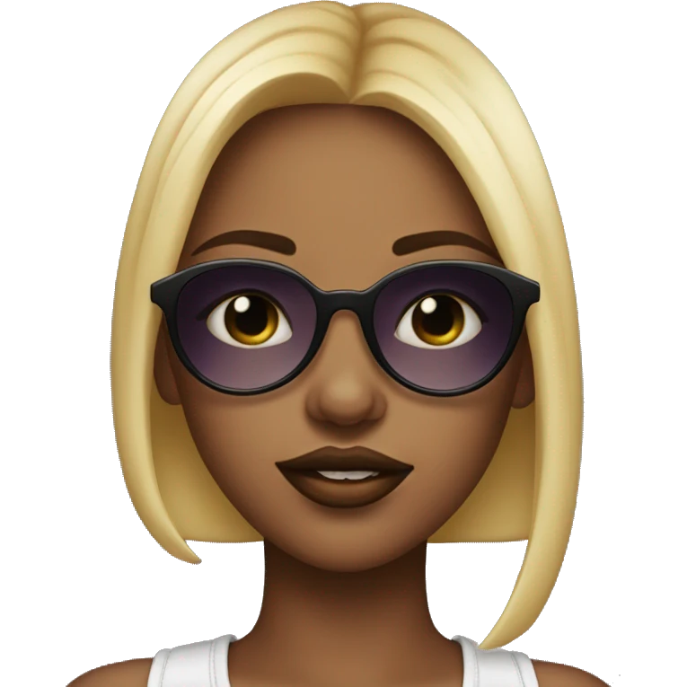 A girl with big lips and sungasses emoji