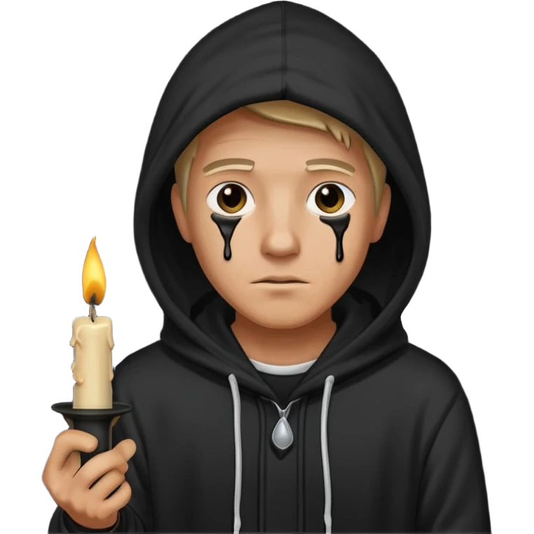 ancient man in black hoodie hold a black candle emoji