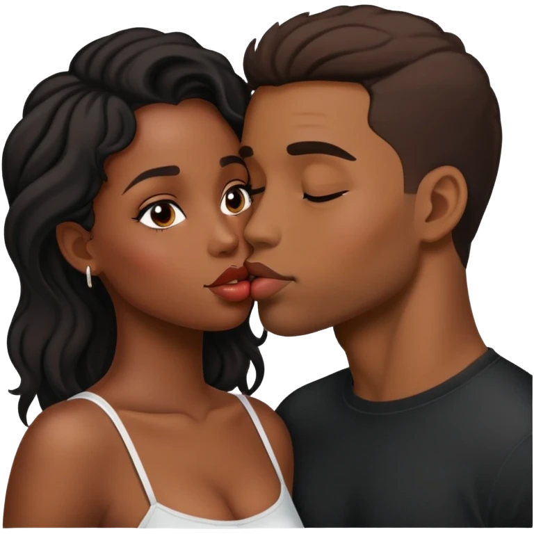 Black girl and guy kissing emoji