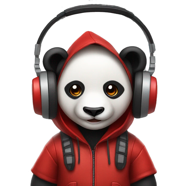 panda rockstar red outfit with headphones  emoji