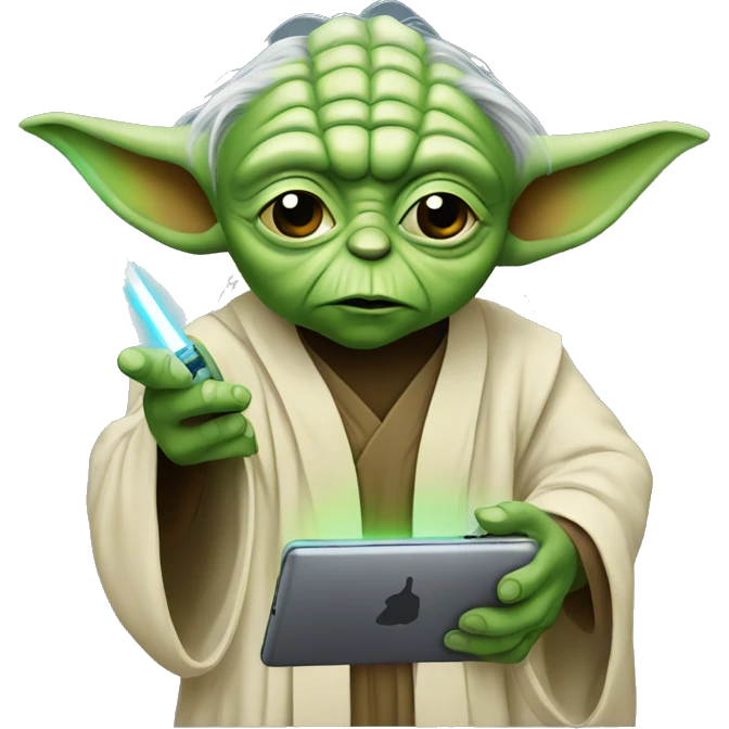 yoda using technology emoji