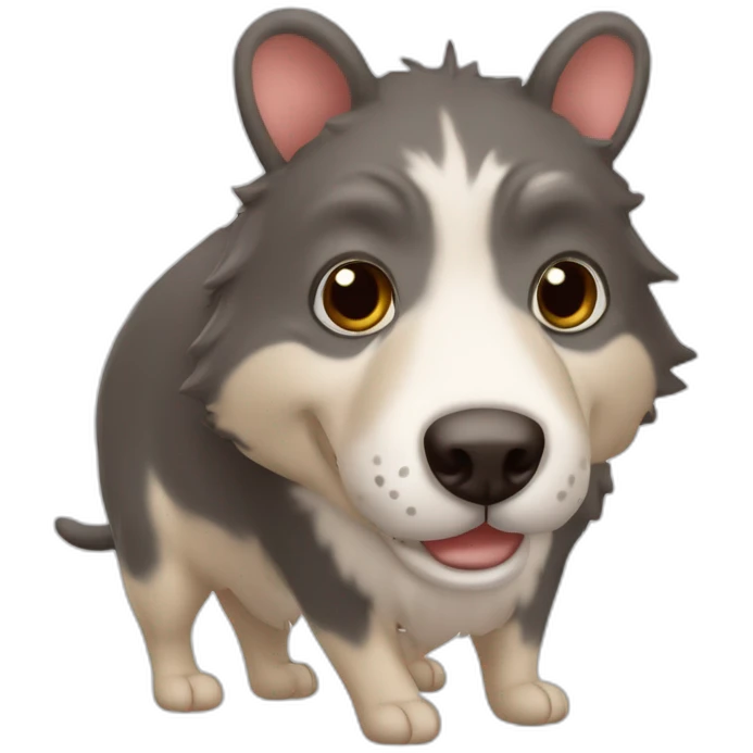 Perra de raza ratonero bodeguero con grandes orejas de punta, con manto blanco y manchas marrones en la cabeza emoji
